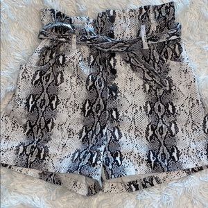 High rise snake print shorts